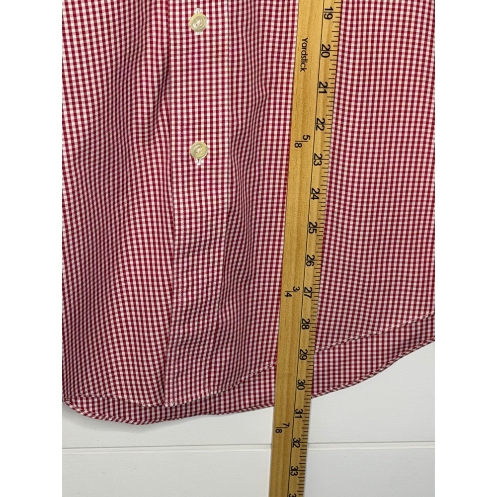 Brooks Brothers 346 Mens Small Slim Fit Red Gingham Non-Iron Cotton Button Down - Picture 3 of 5